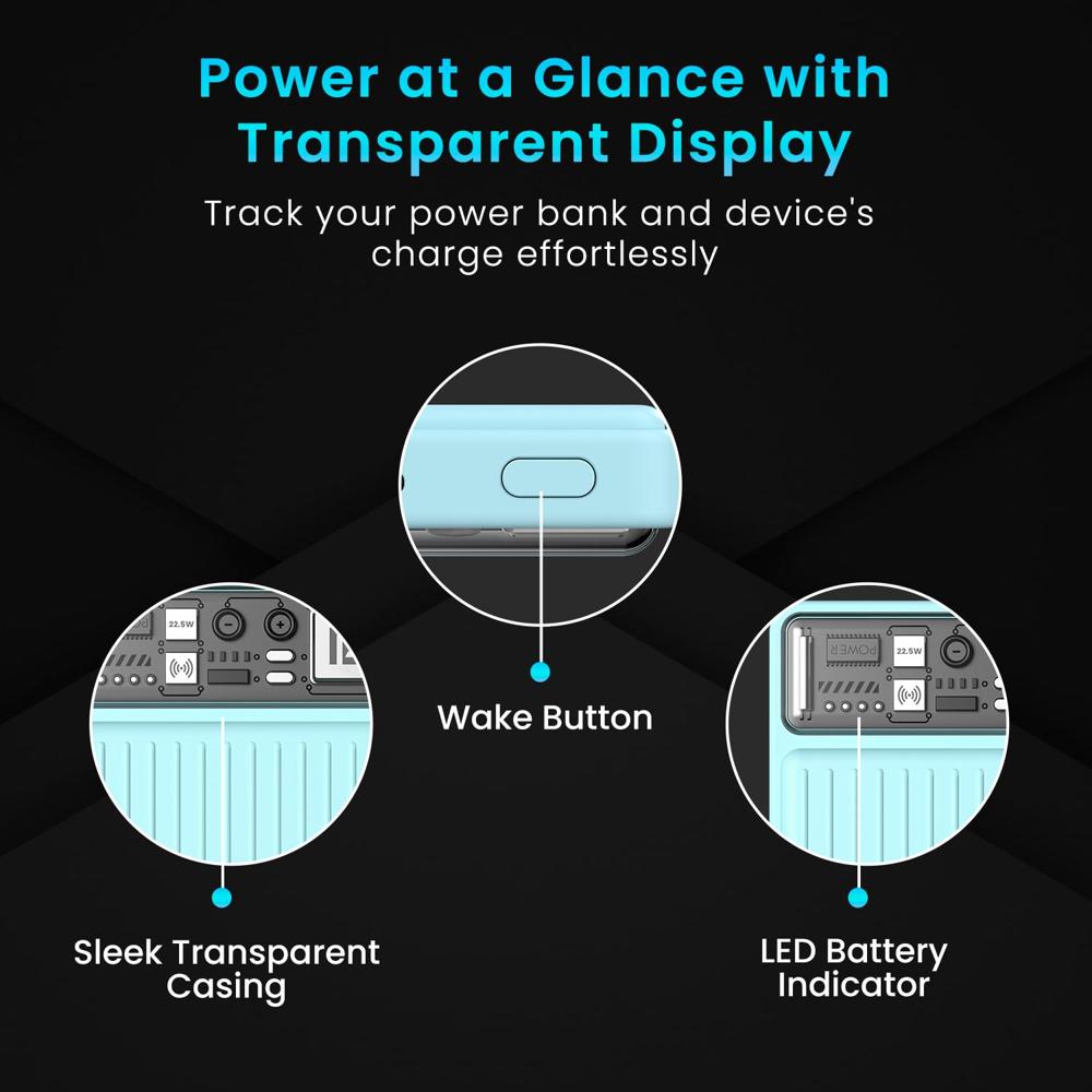 Portronics Luxcell Wireless Mini 10k 10000mAh 15W Magnetic Wireless Fast Charging Nano