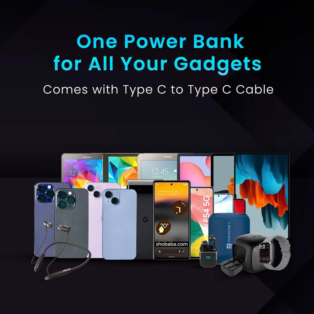 Portronics Luxcell Wireless Mini 10k 10000mAh 15W Magnetic Wireless Fast Charging Nano