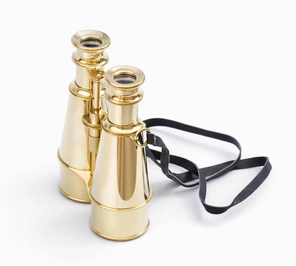 16mm Antique Vintage Brass Binoculars, 10x