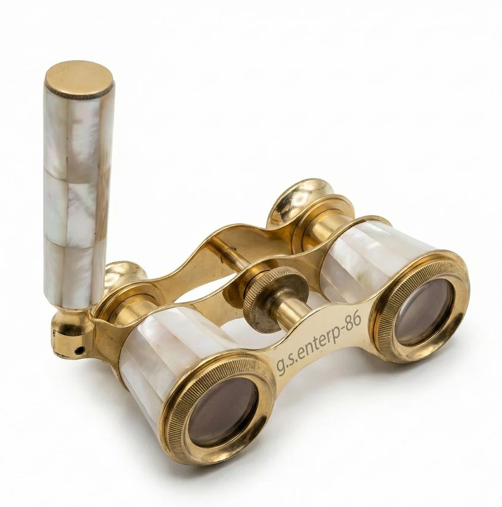 75mm Antique Lemaire Maritime Brass Binocular, 10x