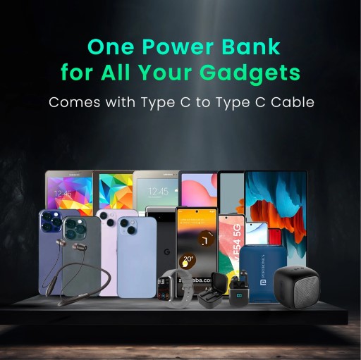 Portronics 10000 mAh 22.5 W Wired & Wireless Compact Power Bank (Dark Grey, Lithium Polymer, Fast Charging for Mobile)