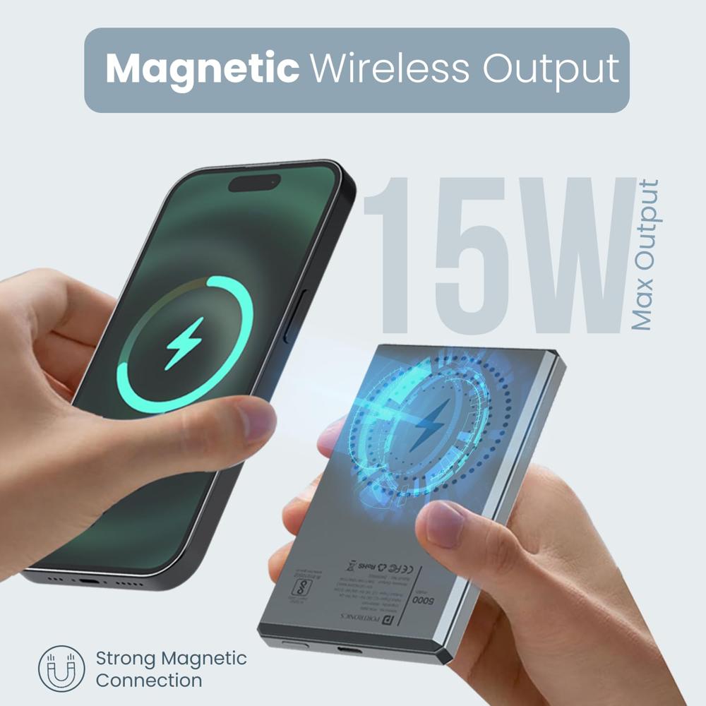 Portronics Magclick 5k 5000mAh Slim Magnetic Fast Charging
