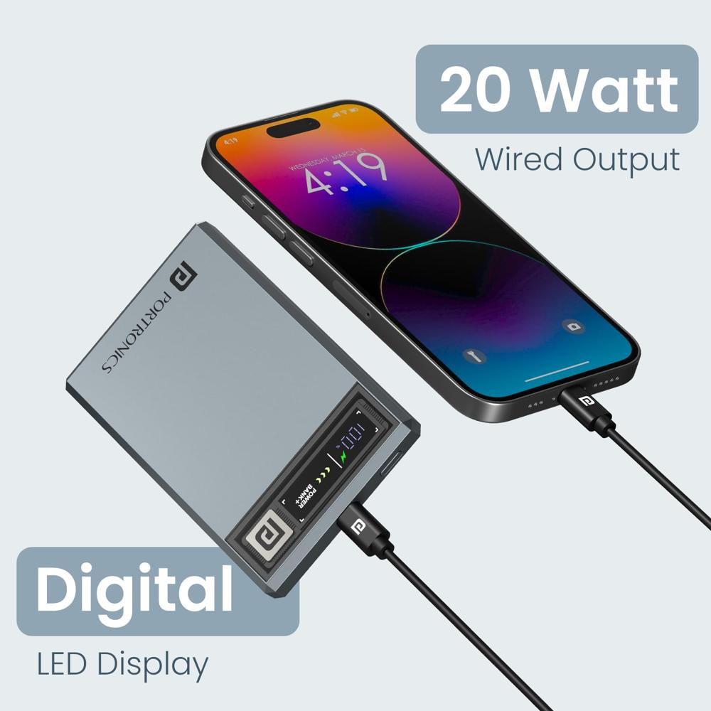 Portronics Magclick 5k 5000mAh Slim Magnetic Fast Charging