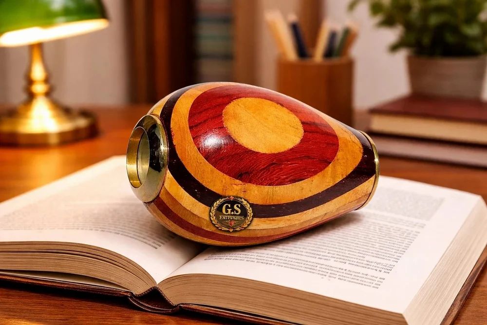 4.5 Inch Brass Vintage Wooden Egg Shaped Kaleidoscope