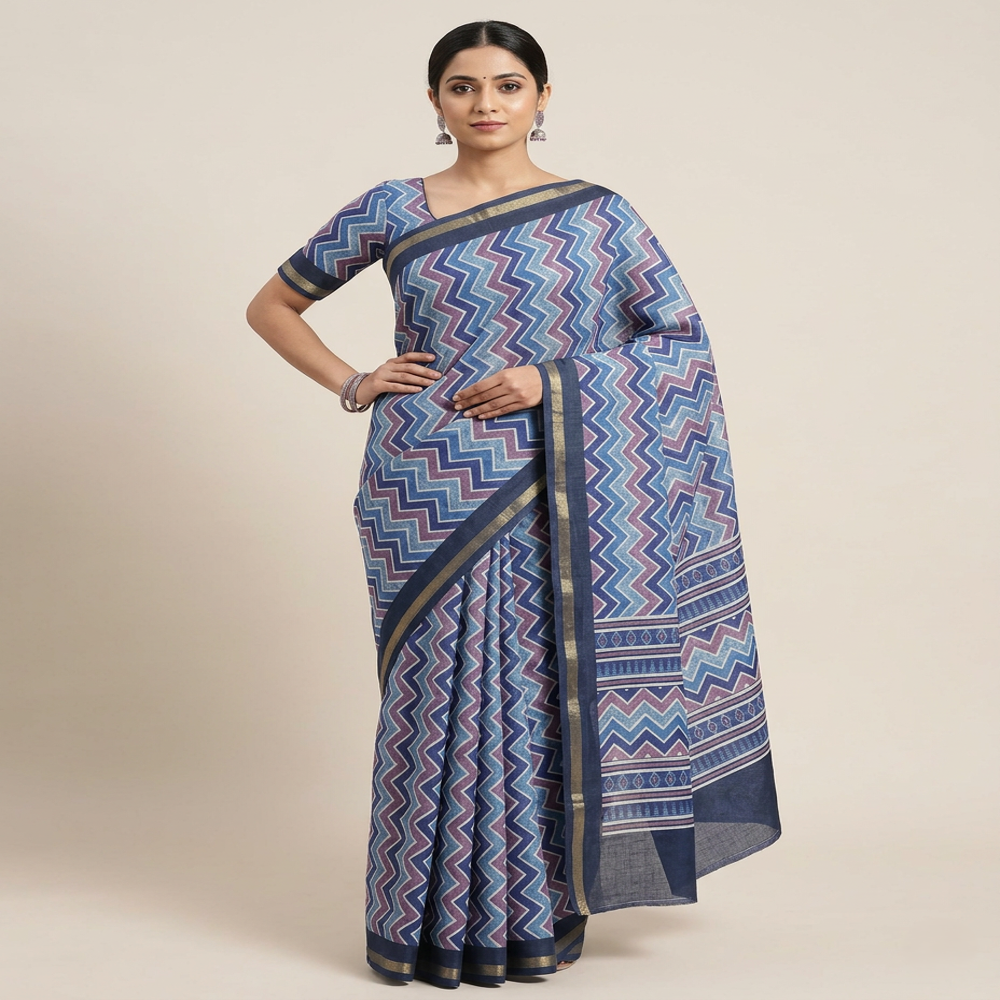 Premium Quality Digital Print Cotton Silk Saree 