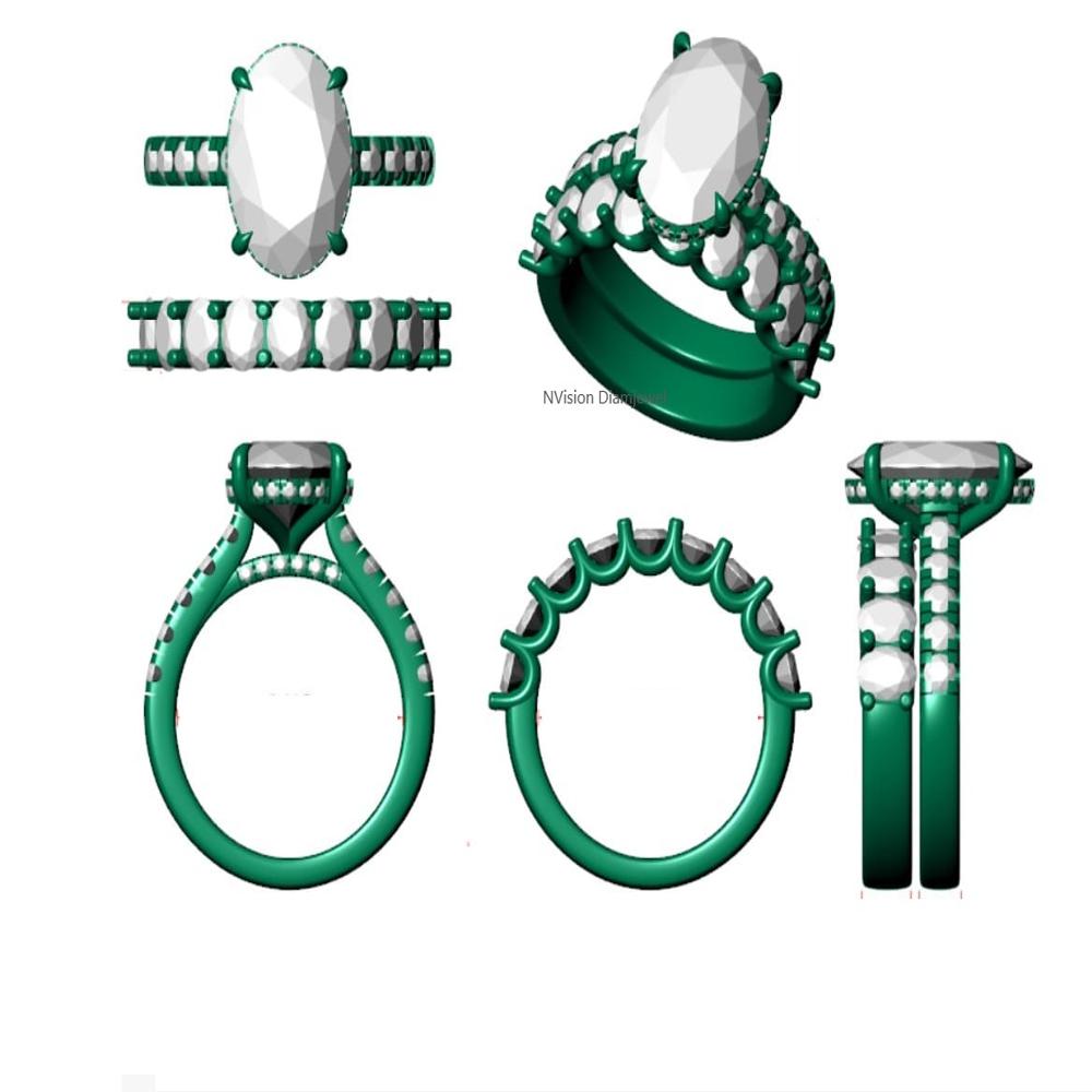 Infinite Love Solitare Oval Ring & Half Eternity Band LabGrown Diamond Ring