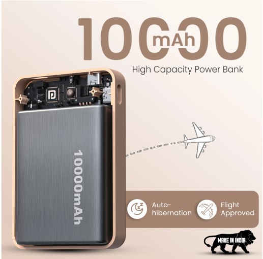 Portronics 10000 mAh 20 W Wired & Wireless With MagSafe Compact Pocket Size Power Bank (Mocha, Lithium Polymer, Fast Charging for Mobile)
