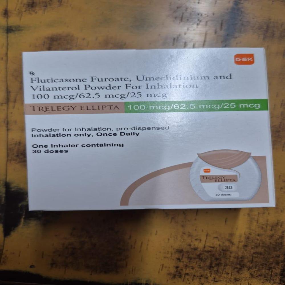 Trelegy ellipta 100mcg/62.5/25mcg(Fluticasone furoate,umeclidium and vilanterol powder)