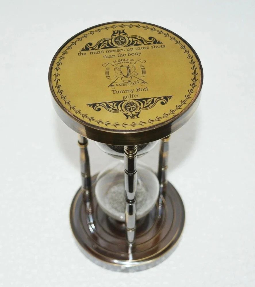 6 Inch Brass Golf Tournament Antique Sand Timer