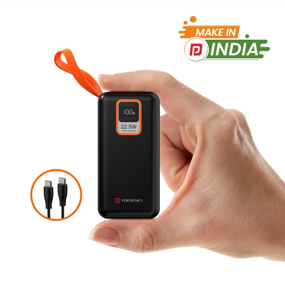 Portronics Ampbox 10K 10000 mAh Nano Power Bank with 22.5W Fast Charging, Digital