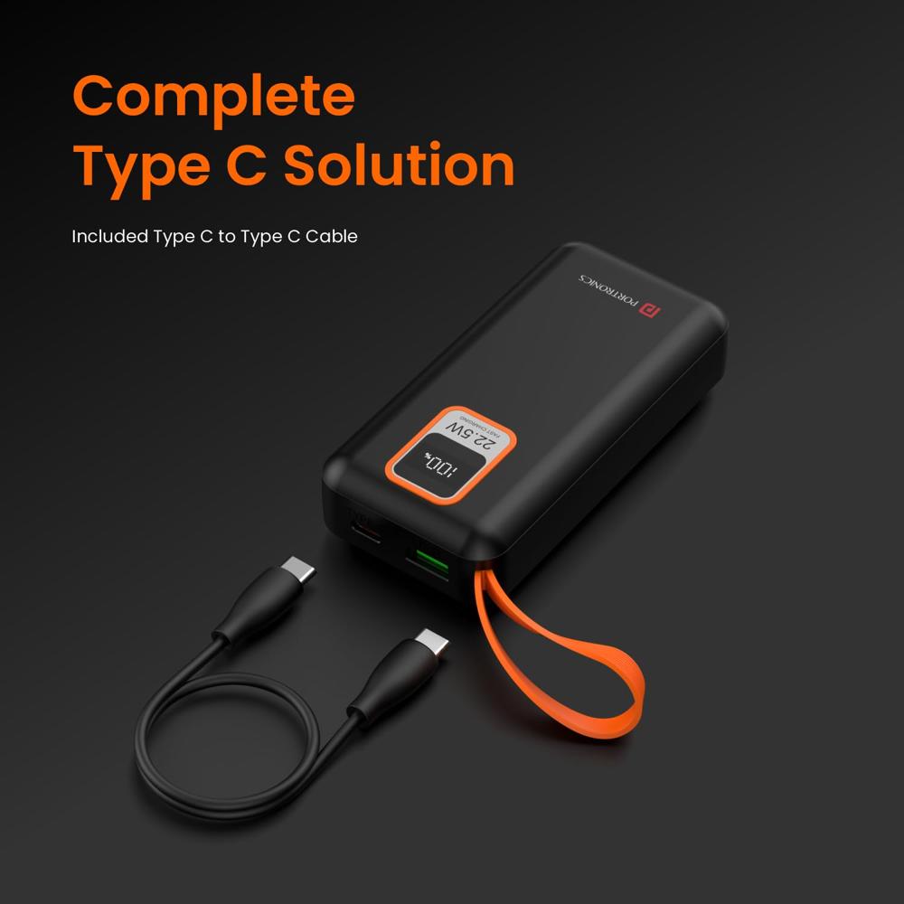 Portronics Ampbox 10K 10000 mAh Nano Power Bank with 22.5W Fast Charging, Digital