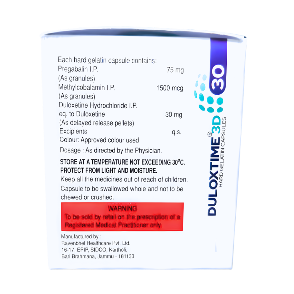 Pregabalin 75 mg,Methylcobalamin 1500 mg & Duloxetine 30 mg Delayed Release Capsules