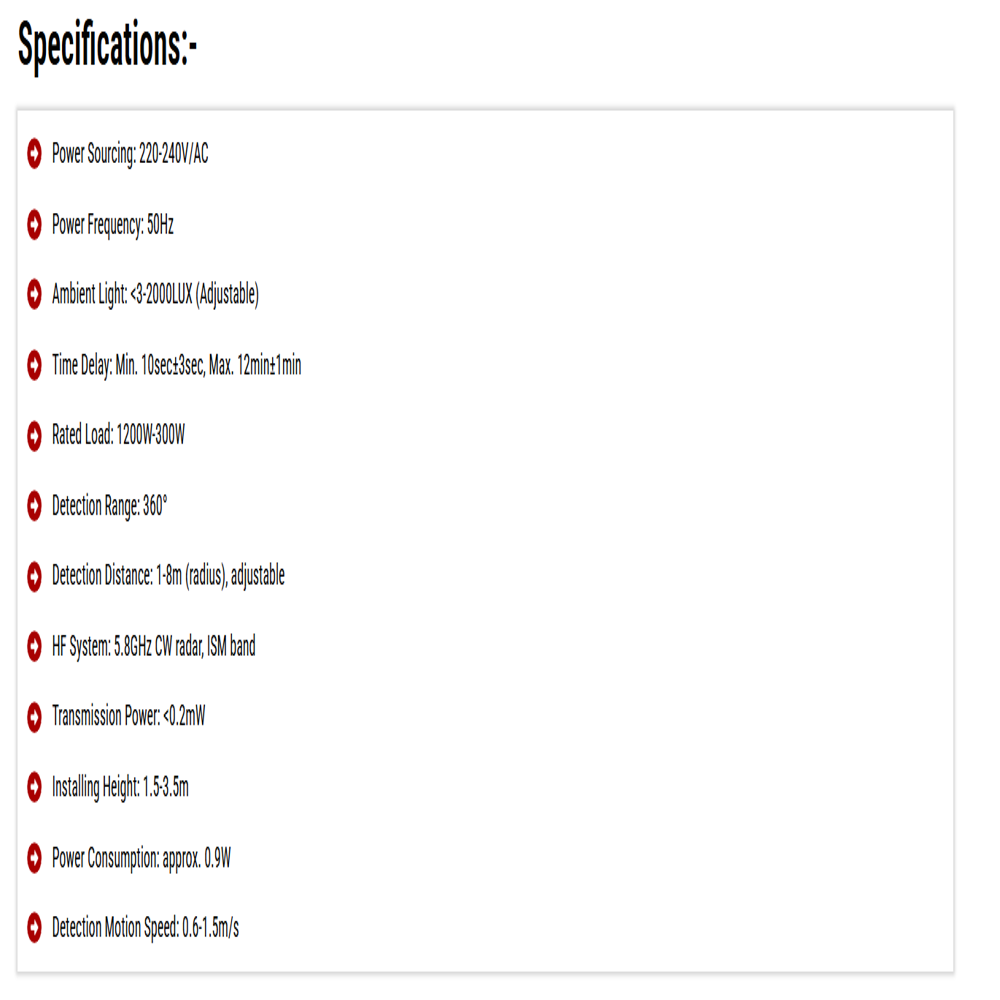 False Ceiling Mount Microwave Sensor 360 degree 