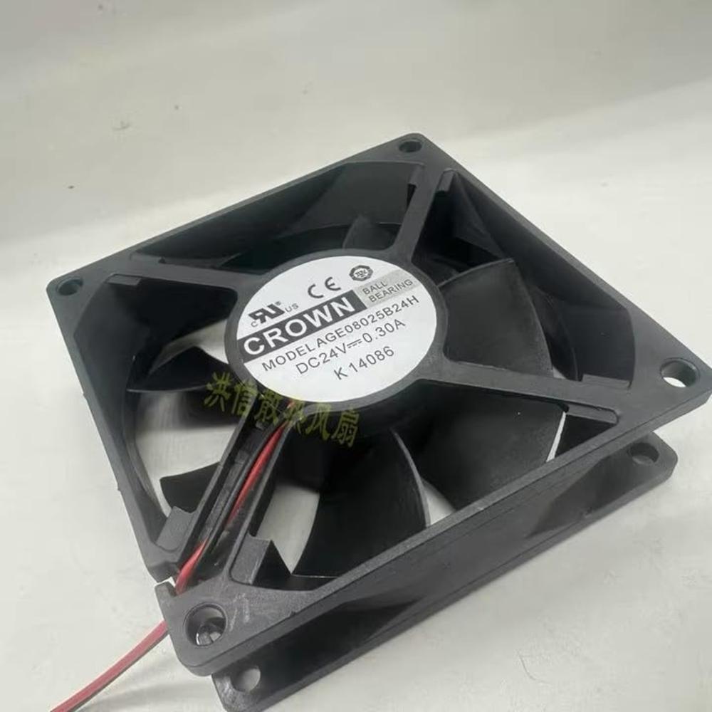 CROWN AGE08025B24H 24V DC 0.30A 8025mm Ball Bearing Industrial Axial Cooling Fan