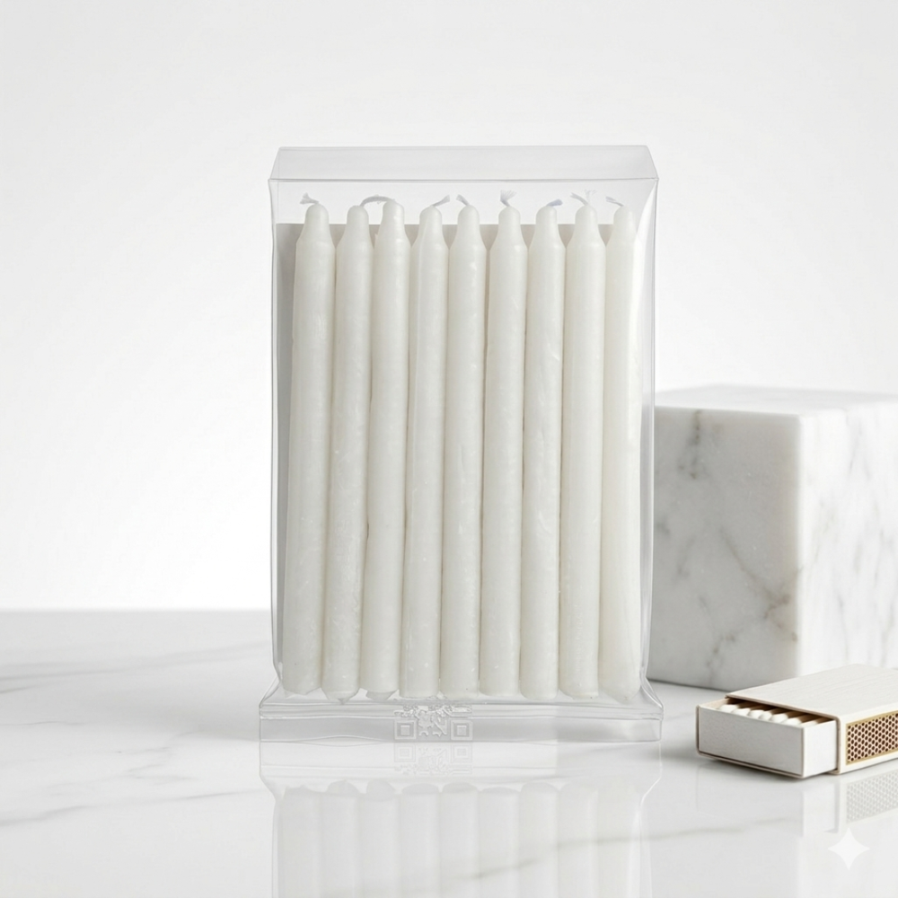 6-Inch Medium Plain White Stick Candles