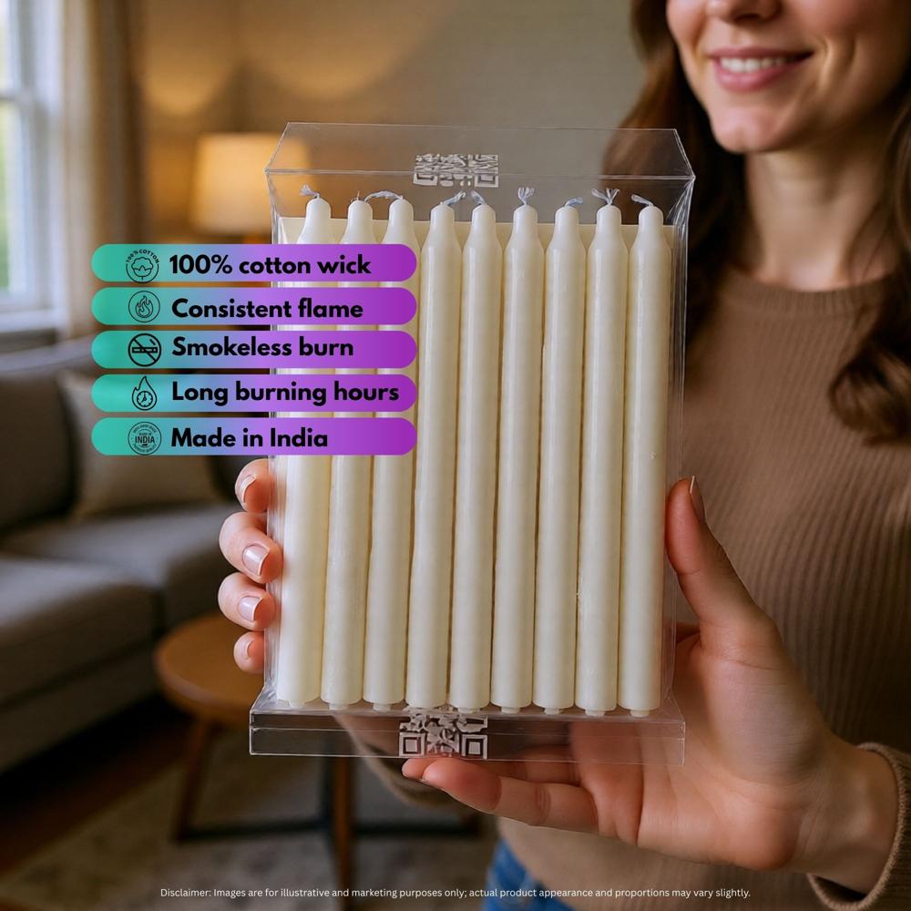 6-Inch Medium Plain White Stick Candles