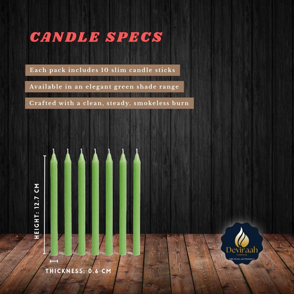 5-Inch Small Green Color Stick Candles
