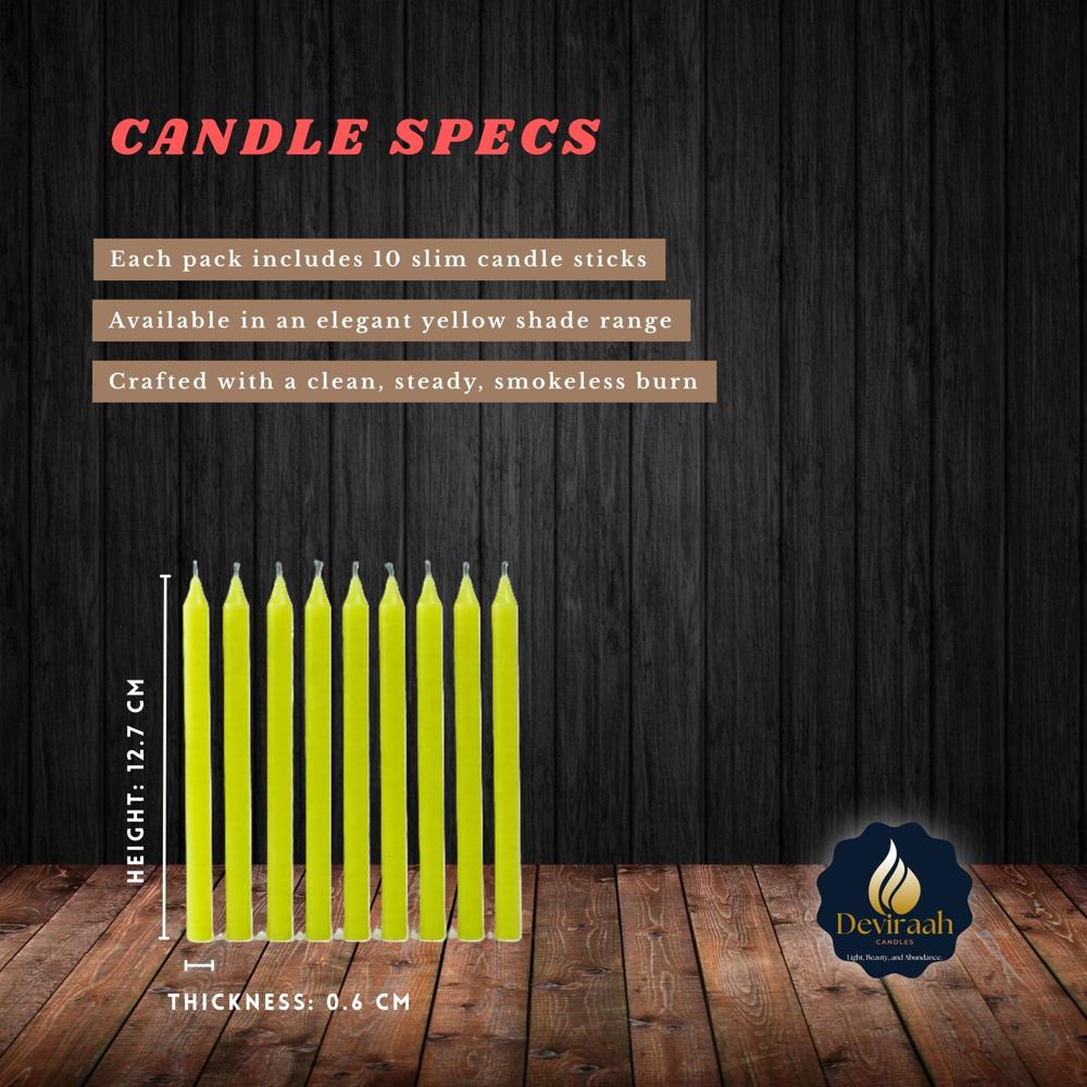 5-Inch Small Yellow Color Stick Candles