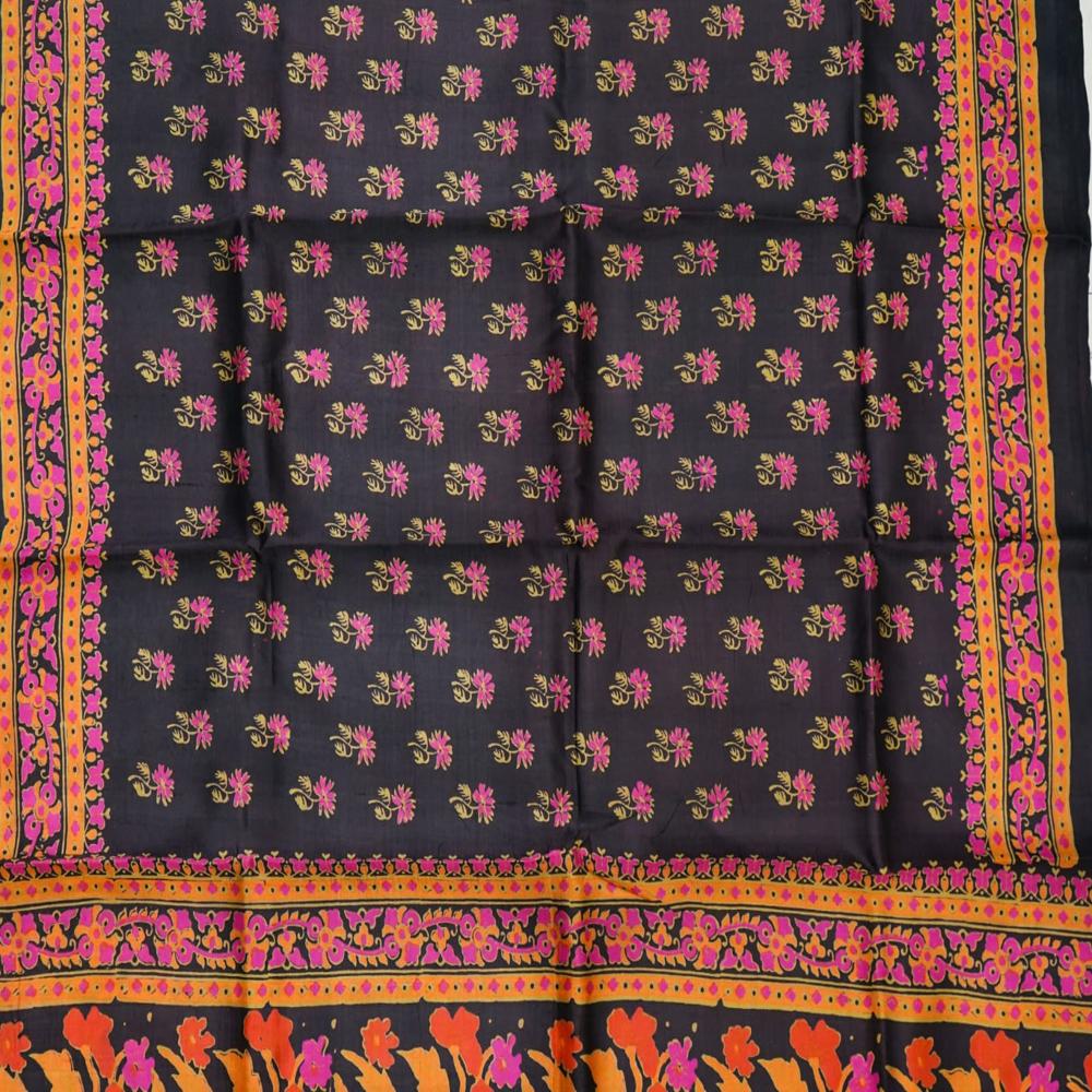 Coffee coloured Bishnupuri Katan Silk saree