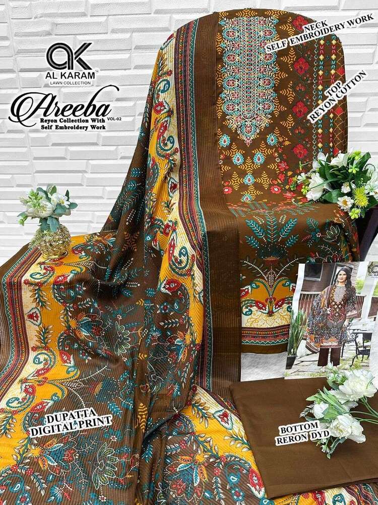 Ladies Brown Unstitched Suit