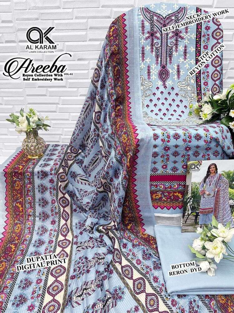 Ladies SkyBlue Unstitched Suit