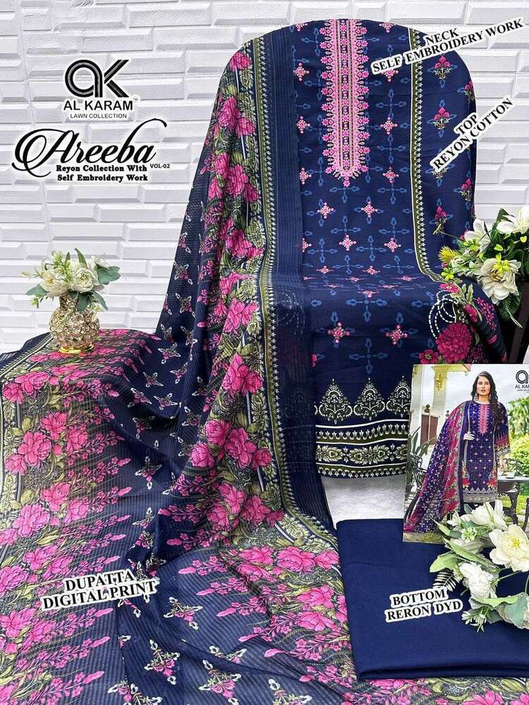 Ladies Navy Blue Unstitched Suit