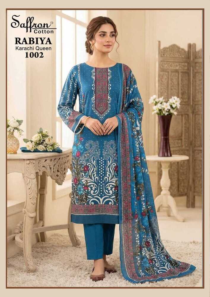 Ladies Teal Blue Printed Pant Suit