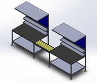 Dual Assembly Workstation Table - Color: Blue & Grey