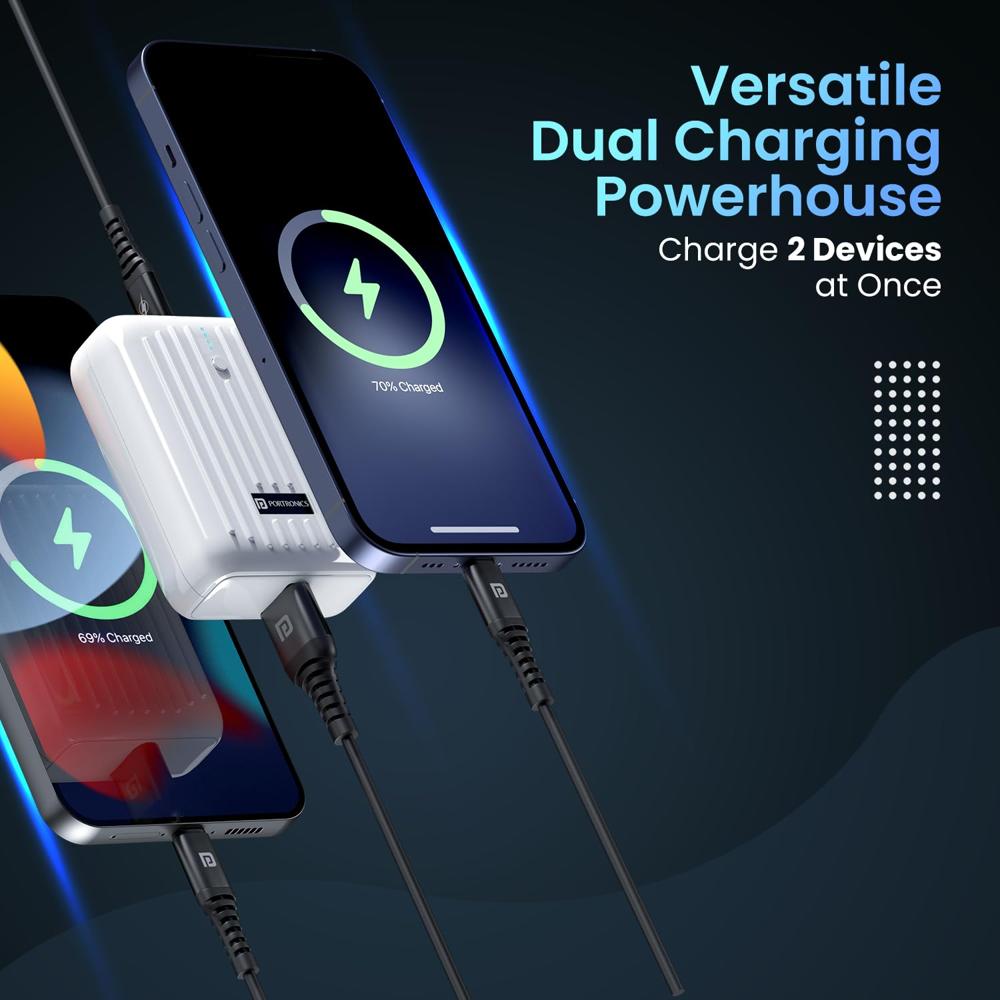 Portronics Zapcell 10k 10000mAh 22.5W Pocket Size Nano Powerbank with Compact & Light