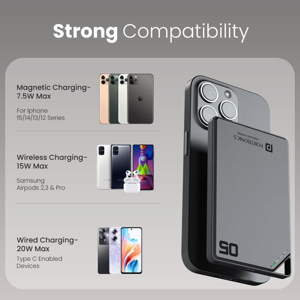 Portronics Boosty 5k 5000mAh 20W Wireless Magnetic Fast