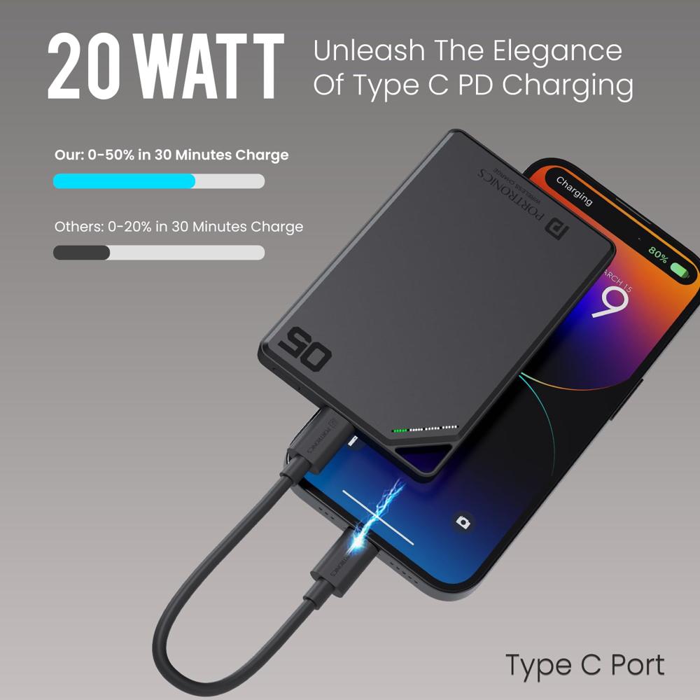 Portronics Boosty 5k 5000mAh 20W Wireless Magnetic Fast