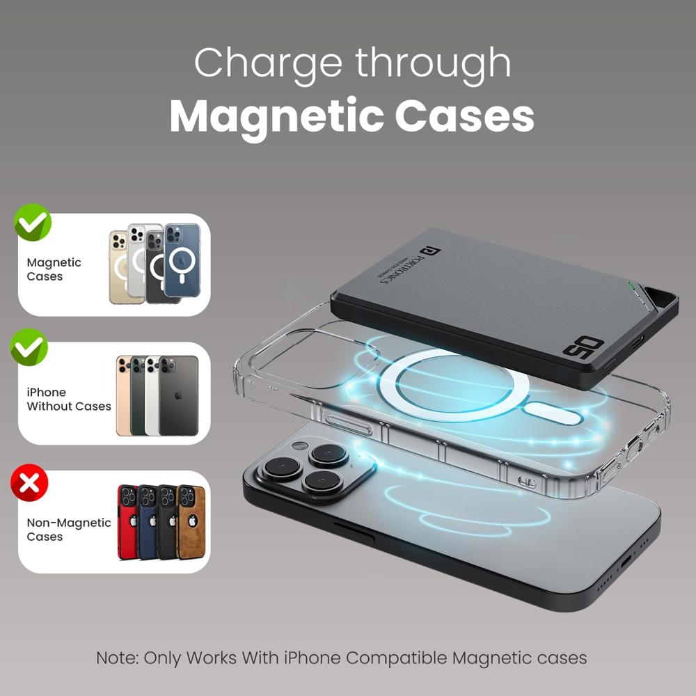 Portronics Boosty 10K 10000mAh 20W Wireless Magnetic Fast Charging Nano Powerbank,