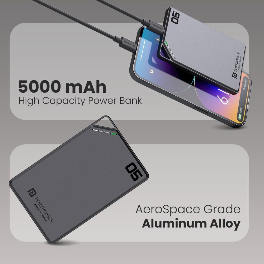 Portronics Boosty 10K 10000mAh 20W Wireless Magnetic Fast Charging Nano Powerbank,