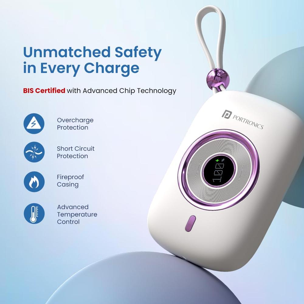 Portronics Power Shutter Pro 35W 10000mAh SuperFast Charging Wired Powerbank with in-Built