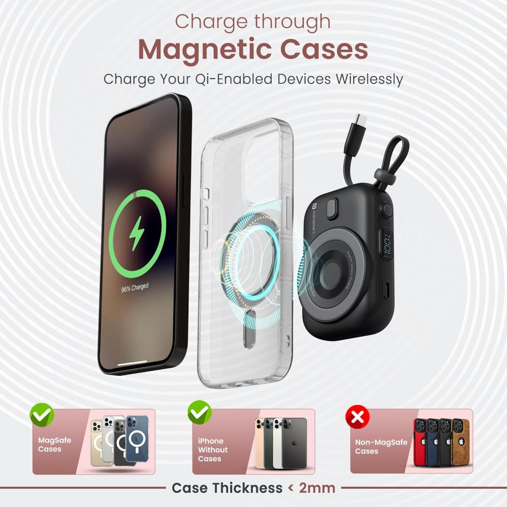 Portronics Power Shutter Home 3 x 10000mAh Fast Charging Wireless Powerbank with Charging Station, 22.5W Wired Output,