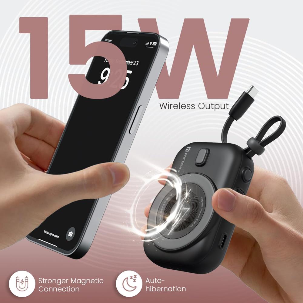 Portronics Power Shutter Home 3 x 10000mAh Fast Charging Wireless Powerbank with Charging Station, 22.5W Wired Output,