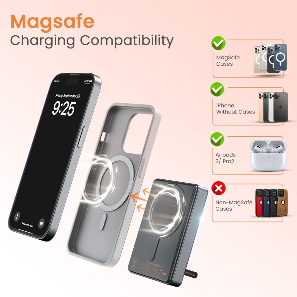 Portronics Chyro 10000mAh 15W Magnetic Wireless Fast Charging Powerbank with MagSafe Mobile
