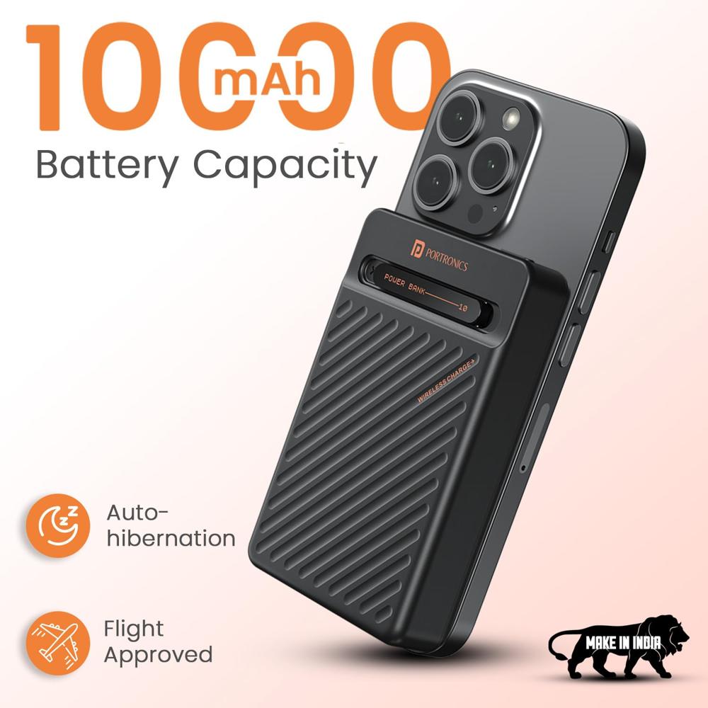 Portronics Chyro 10000mAh 15W Magnetic Wireless Fast Charging Powerbank with MagSafe Mobile