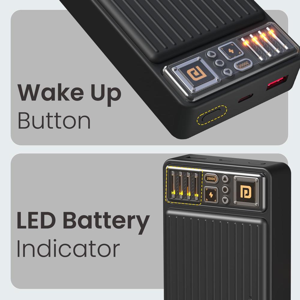 Portronics Luxcell Wireless Mini 20k 20000mAh 15W Magnetic Wireless Fast Charging Power Bank with 22.5 Wired Output with