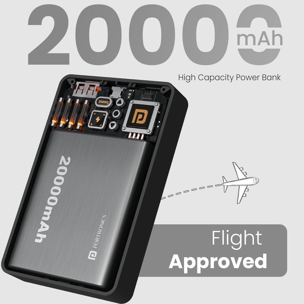 Portronics Luxcell Wireless Mini 20k 20000mAh 15W Magnetic Wireless Fast Charging Power Bank with 22.5 Wired Output with