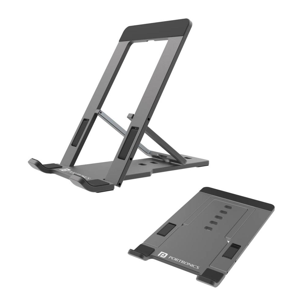 Portronics Modesk One Universal Mobile & Tablet Holder With 5 - Color: Grey