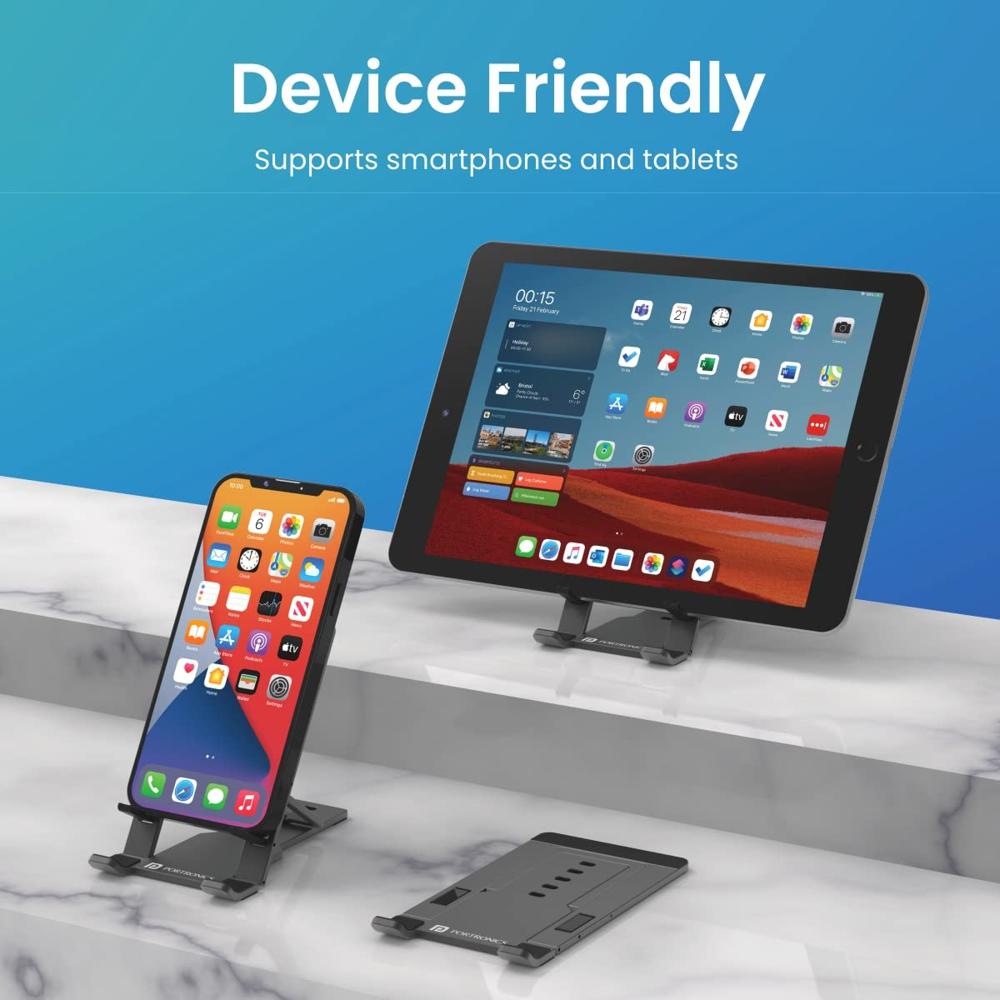 Portronics Modesk One Universal Mobile & Tablet Holder with 5
