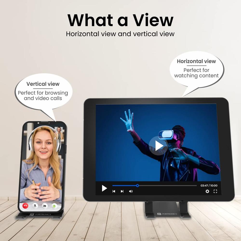 Portronics Modesk One Universal Mobile & Tablet Holder with 5