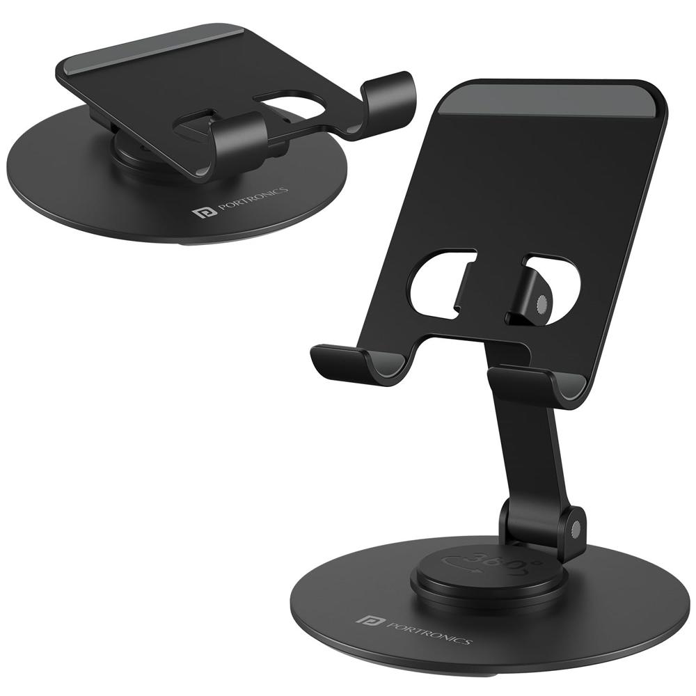 Portronics Mobile Holding Stand Adjustable, Foldable - Color: Black