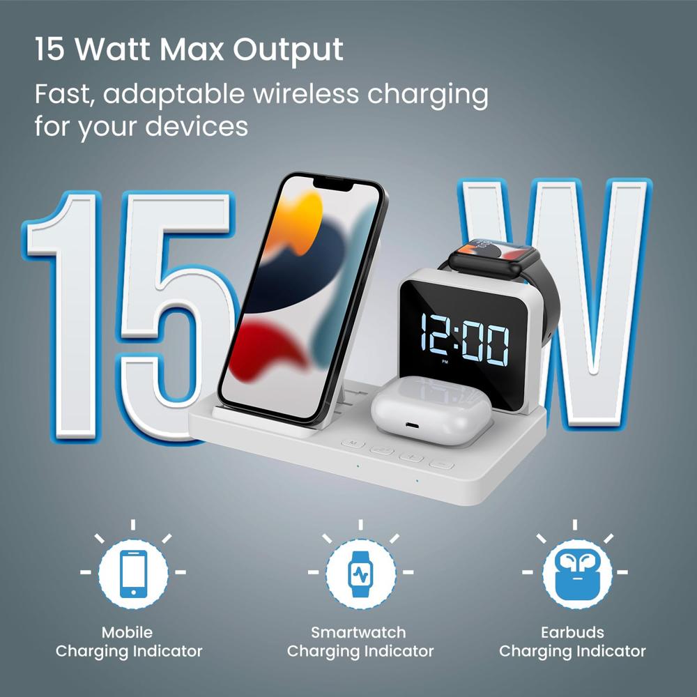 Portronics Bella 15 W 3 in 1 Wireless Charger