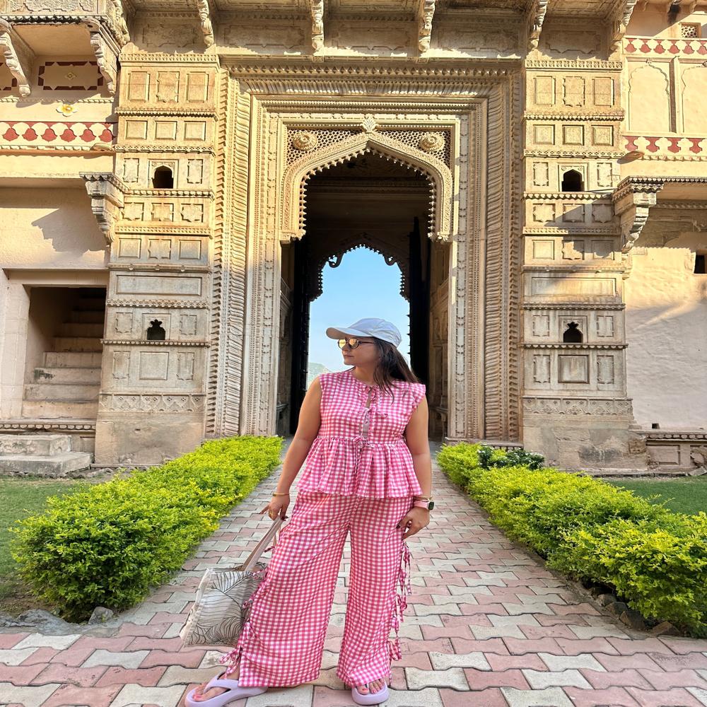Pink Brisa Ghingham Co-ord Set