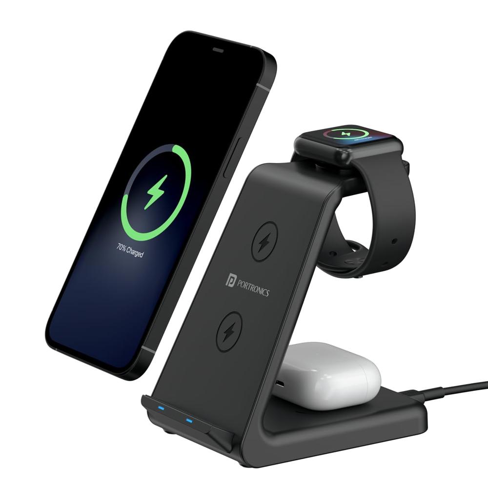 Portronics Freedom Trio 15w 3in1 Wireless Charger