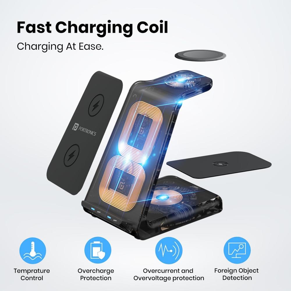 Portronics Freedom Trio 15w 3in1 Wireless Charger