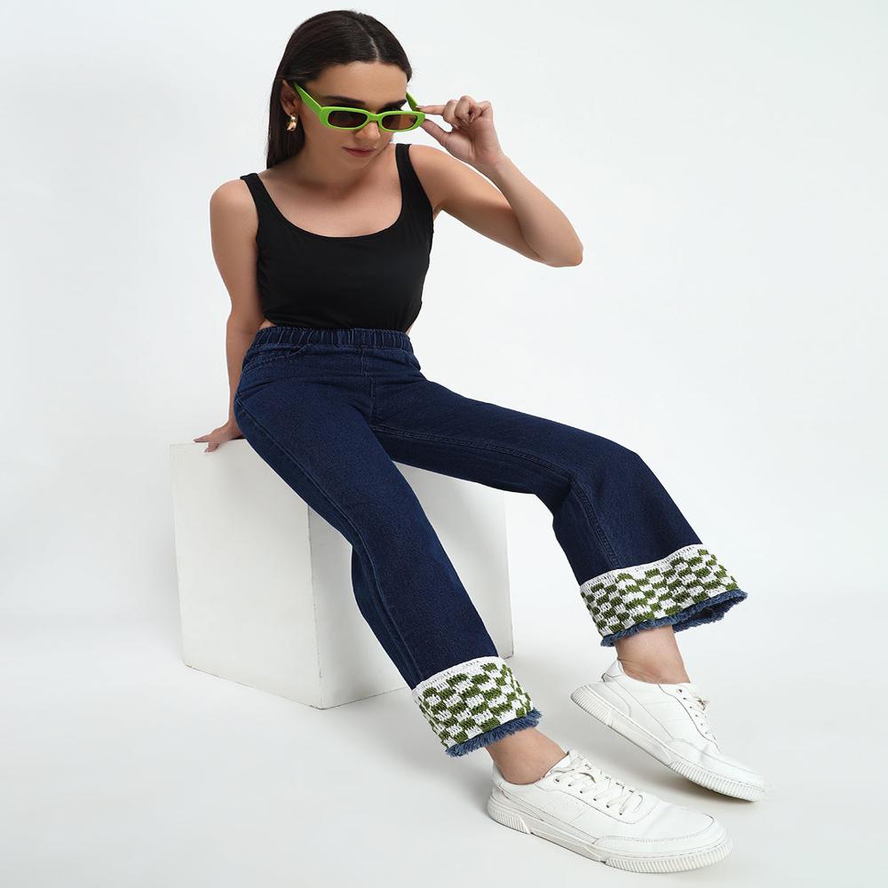 Ladies Checked Jeans