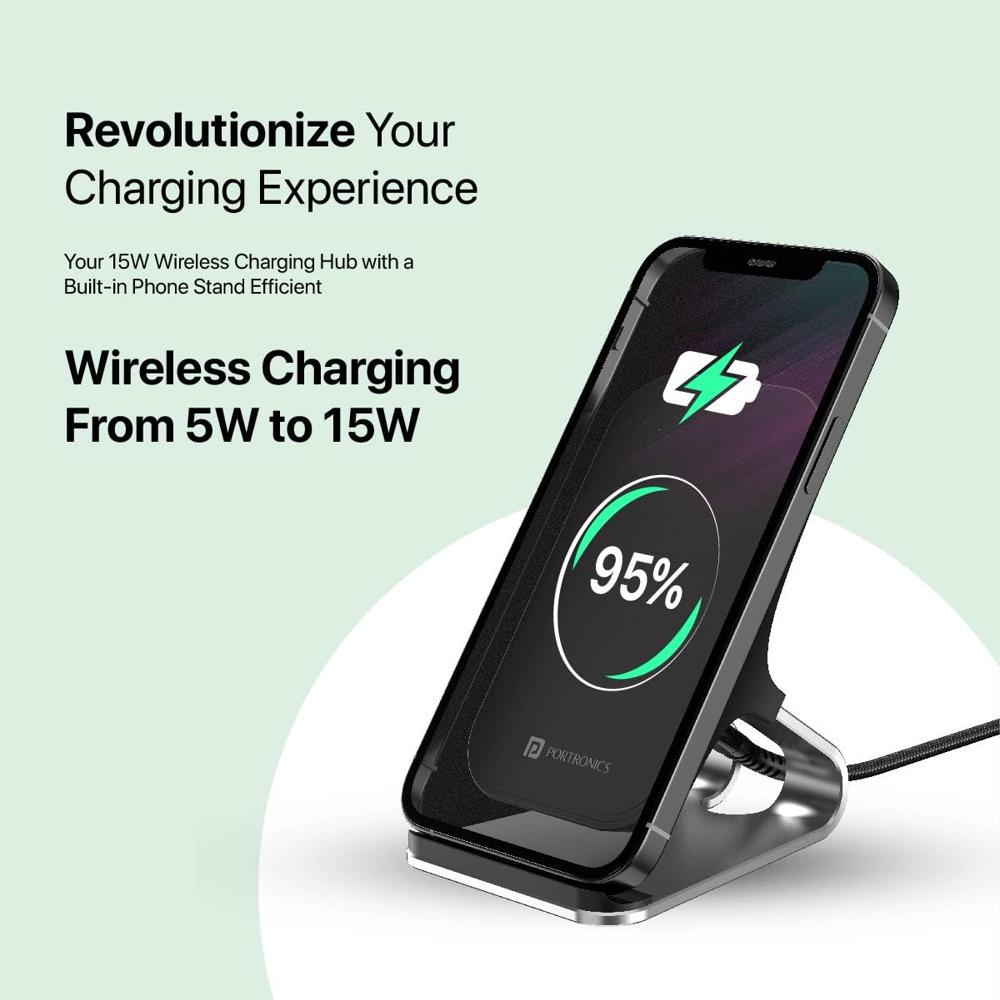 Portronics Freedom 15 Plus 15W Desktop Wireless Charger 